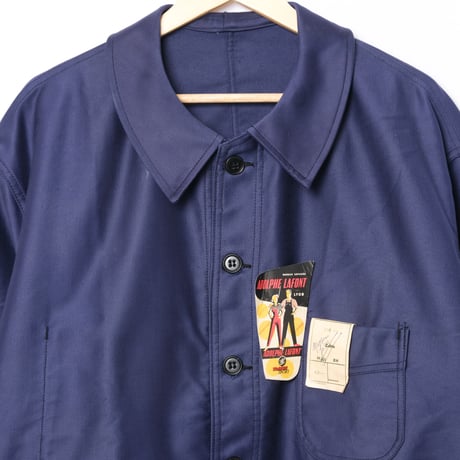 40s-50s France Vintage Adolphe Lafont  Blue Moleskin Jacket Dead Stock