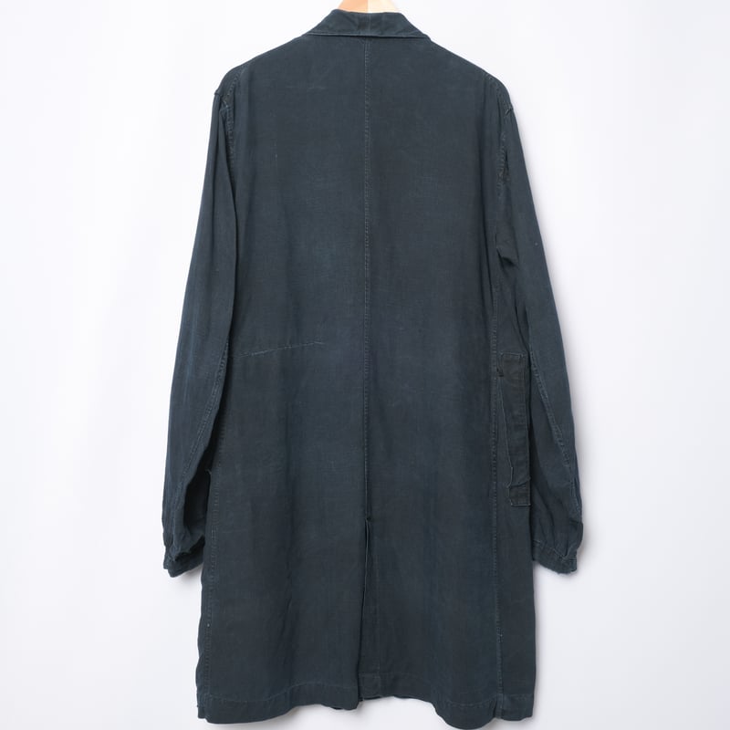 30s France Vintage Indigo Linen Maquignon Coat