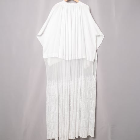-30s France Antique Linen Long Church Smock