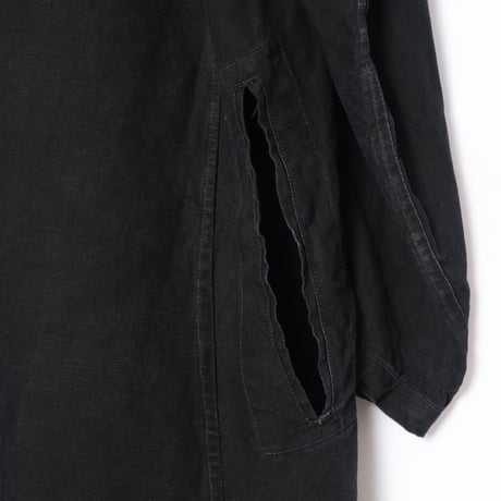 40s France Vintage Black Linen  Maquignon Coat