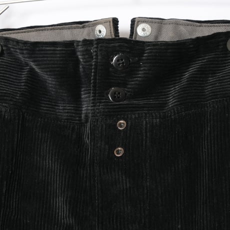 40-50s  France Vintage VETVOR Black Corduroy Trousers Dead Stock