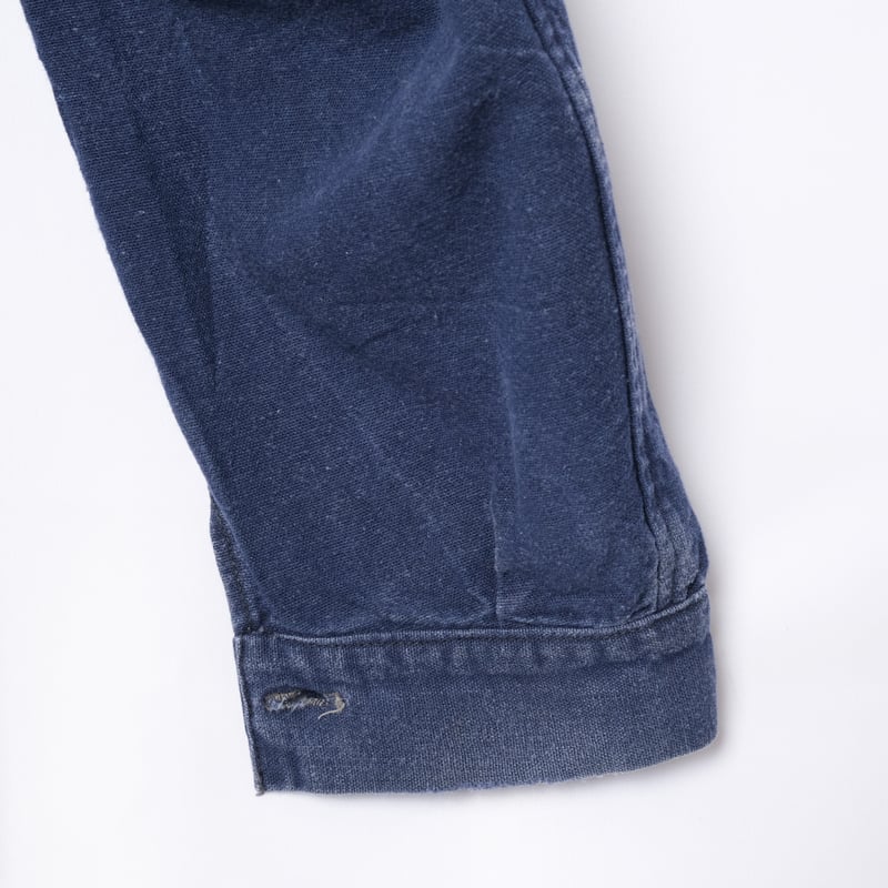 30s France Vintage Blue Cotton Linen Double Br