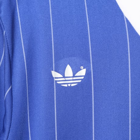 70-80s Vintage adidas Ventex Half Sleeve Game Shirt Striped Blue