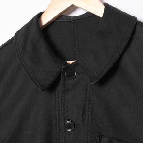40s France Vintage Le Mont Saint Michel Black Moleskin Work Jacket
