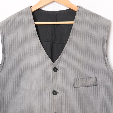 30-40s France Vintage Stripe Cotton Stripe Gillet 2