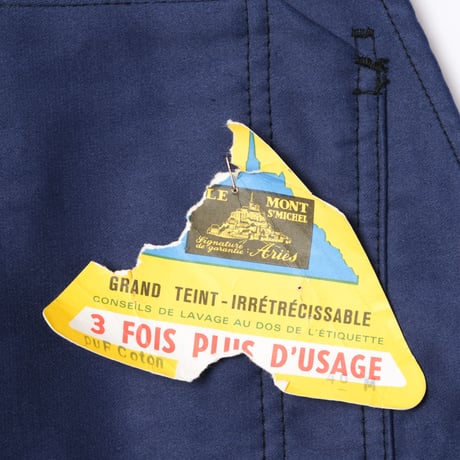50-60s Le Mont St Michel Blue Moleskin Work Overalls Dead Stock