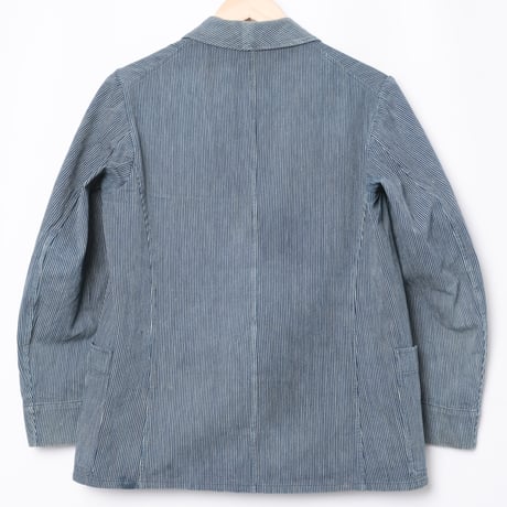 -30s France Vintage ETAT Belle Jardiniere Indigo Striped Work Jacket