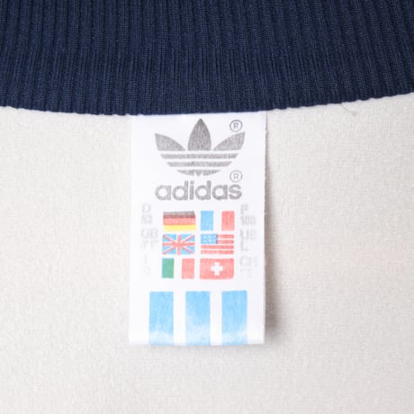 80s Vintage adidas Track Jacket Model First Gray × Navy × Yellow × Light Blue (Made in Hungaria)