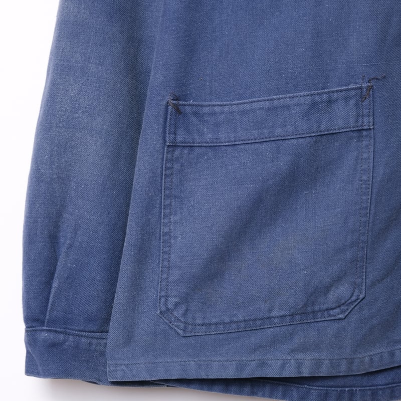 ビッグサイズ フランス70sヘリンボーンワークジャケット2XLネイビーss172 ビッグサイズ フランス70sヘリンボーンワークジャケット2XL