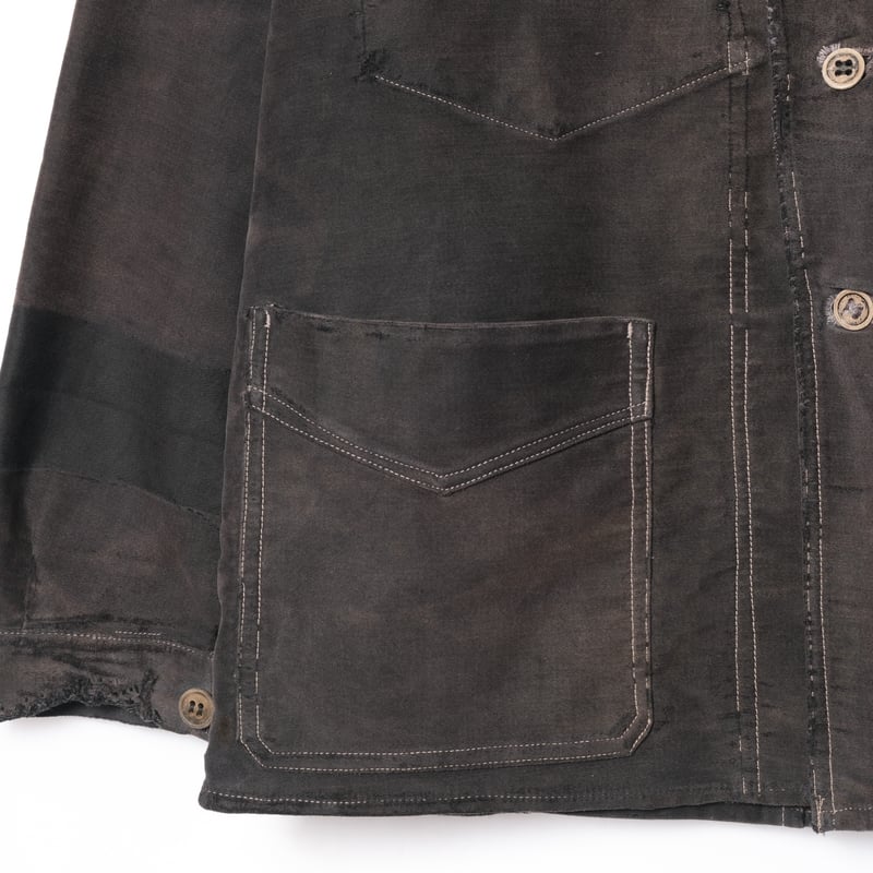 30s Le Mont St Michel ブラックモールスキンジャケット M 30s LE MONT ST MICHEL Black Moleskin French Work Jacket | VOLAR