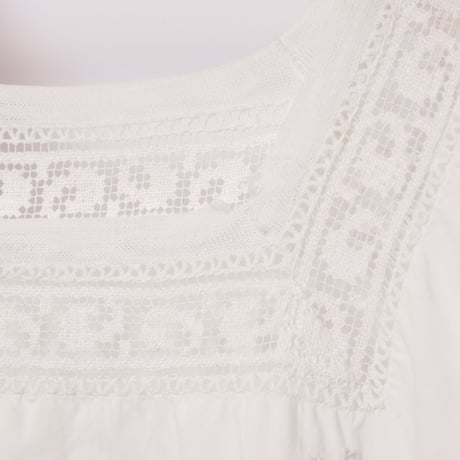 Early 1900s France Antique Cotton No sleeve Night Dress
