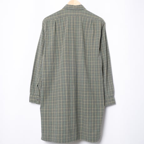 40-50s France Vintage Checked Granpa Shirt Green × Navy