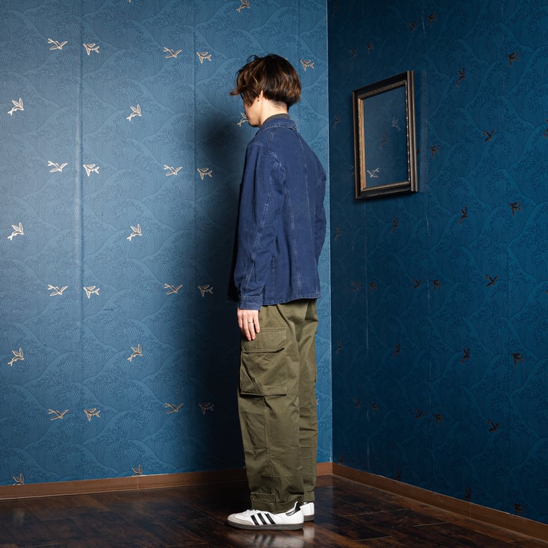 30年代　フランス製　ダブルブレストワークジャケット　ミントコンディション 30s France Vintage Blue Cotton Linen Double Br