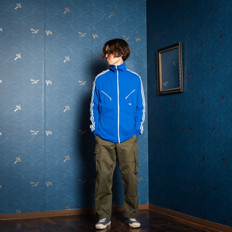 70s Vintage adidas Track Jacket With Hood Blue × White (Made in West Germany)