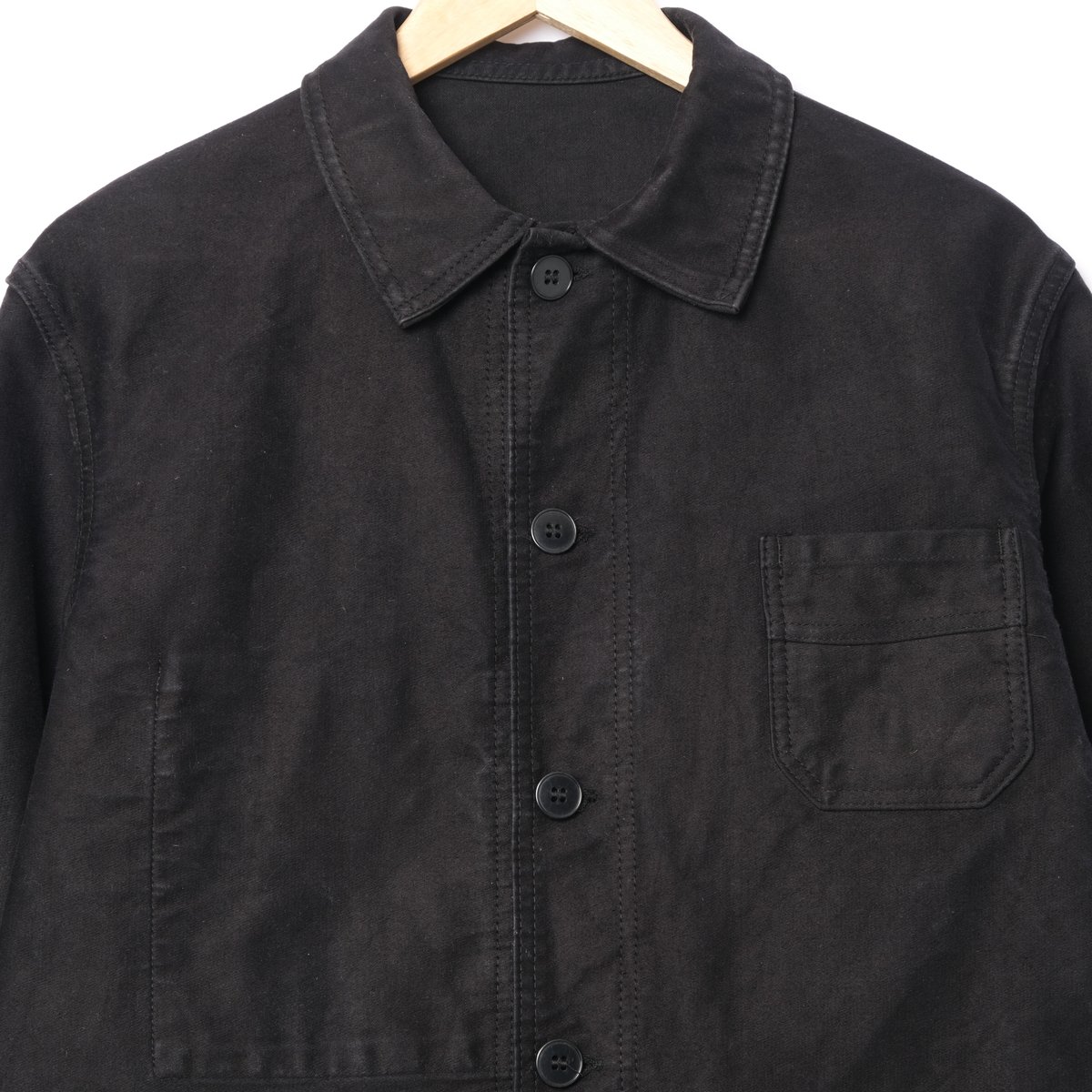 50s Le Mont St Michel Black Moleskin Jacket Siz...