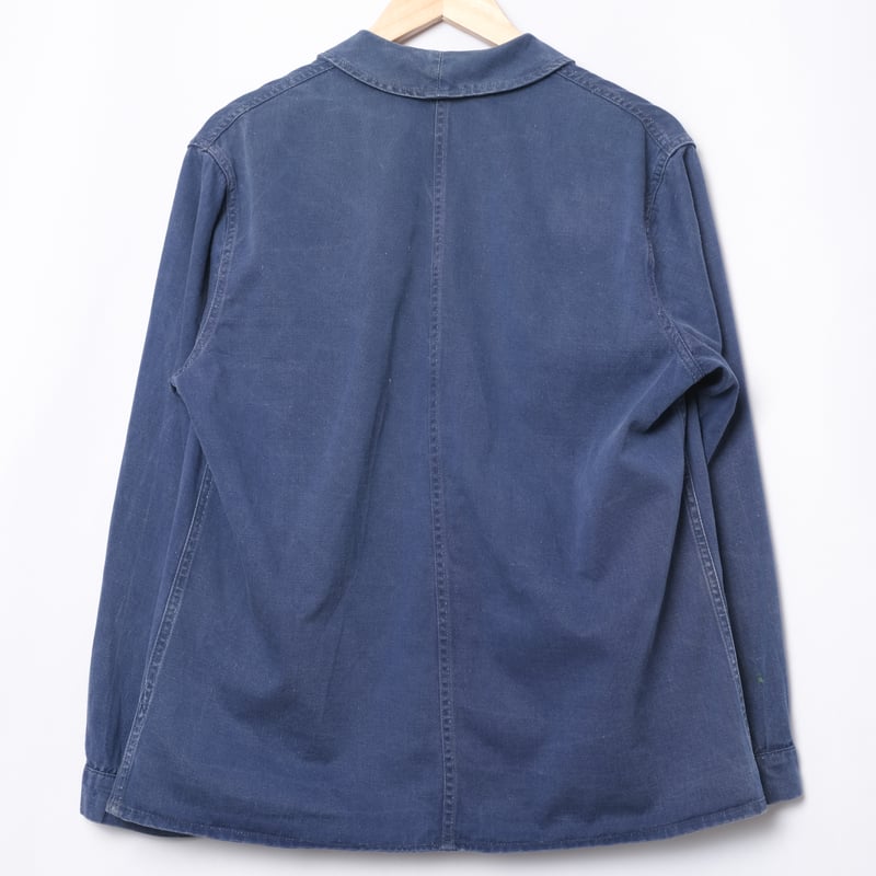 レア 1950's フランス製　フレンチ　ブルーツイル　ワークパーカー　42 50s デッドストック フレンチ ワークジャケット コットンツイル