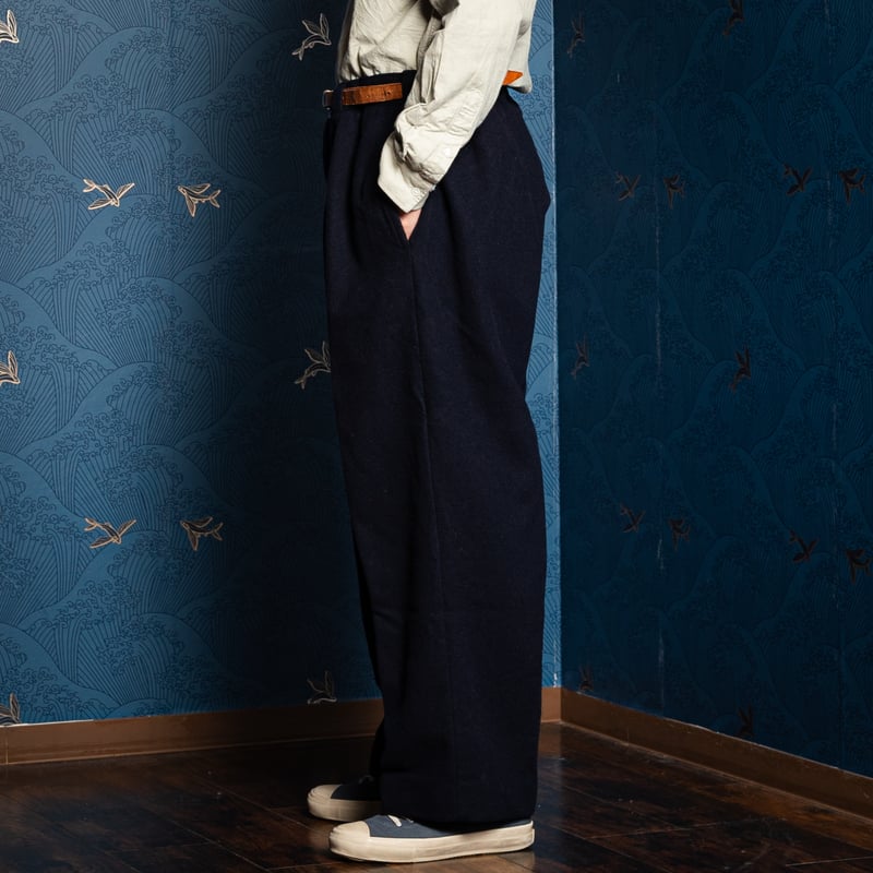 40-50s France Vintage Navy Wool Trousers | Ugla