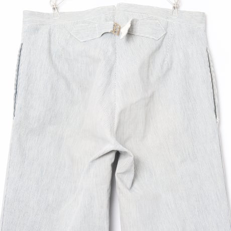 -30s France Vintage Belle Jardiniere Striped Cotton Trousers