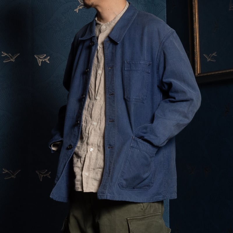 40-50s France Vintage VULCAIN Blue Cotton Twill 40-50s France Vintage VULCAIN Blue Cotton Twill