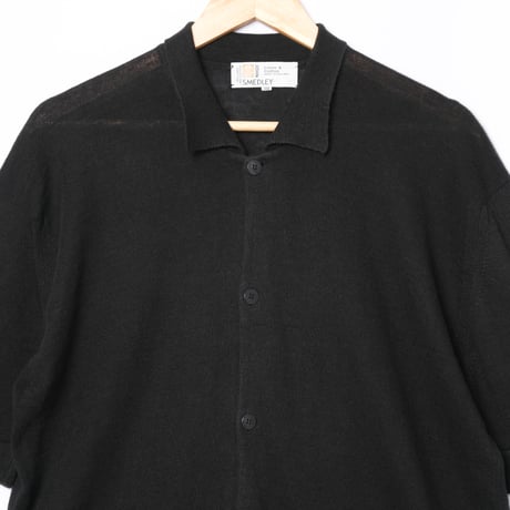90s JOHN SMEDLEY Cotton Linen Halfsleeve Fullopen Shirt（Made in England)