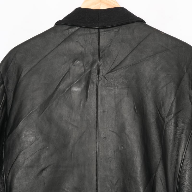 70s France Vintage GVF Leather Jacket Wool Coll 70s France Vintage GVF Leather Jacket Wool Coll