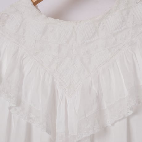 French Antique Cotton Lace Night Dress