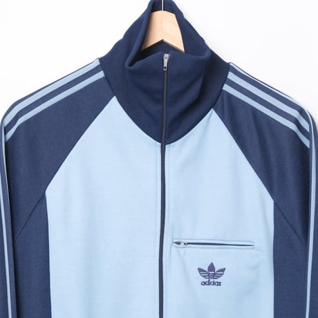 70-80s Vintage adidas Ventex Track Jacket Light Blue× Navy (Made in France) 174