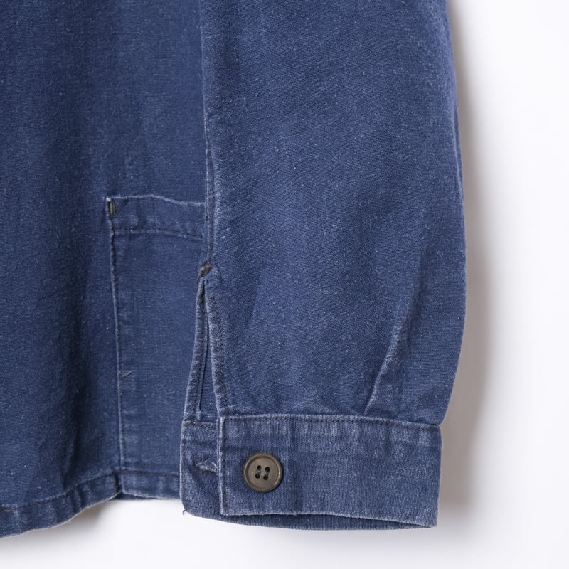 30s France Vintage Blue Cotton Linen Double Br
