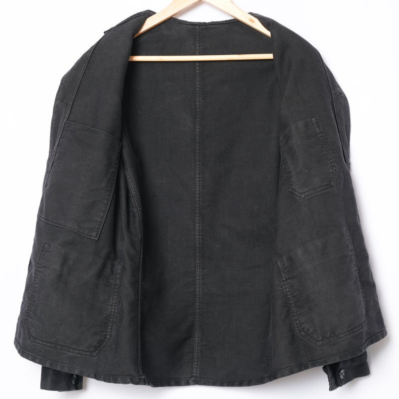 40s France Vintage Black Moleskin Work Jacket 4