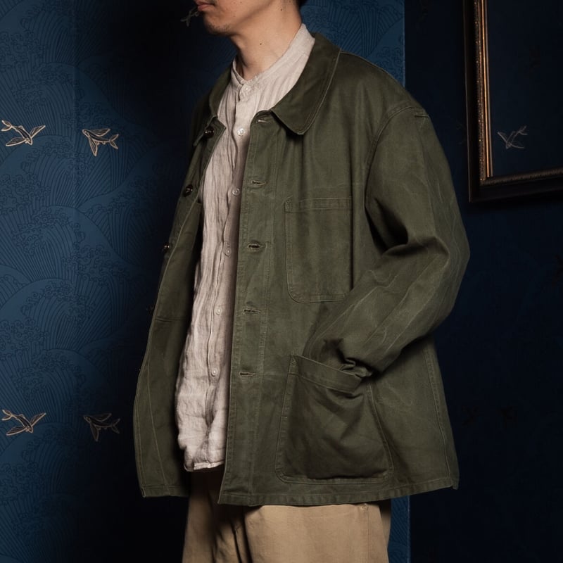 希少 HUGO BOSS ミリタリー ワーク カバーオールジャケット 緑 カーキ 希少 HUGO BOSS ミリタリー ワーク カバーオールジャケット 緑