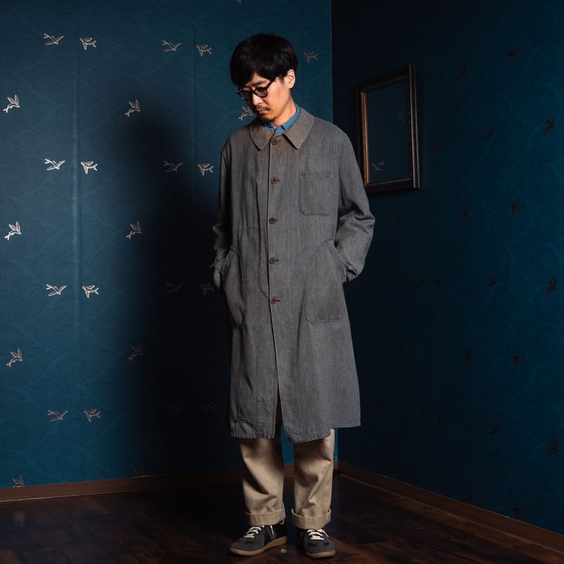 希少　30-40s フランス VETRA　ブラックシャンブレー　アトリエコート 30-40s French Vintage VETRA Black Chambray Atel