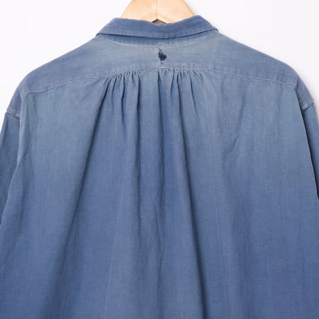 40-50s French Vintage Blue Cotton Granpa Shirts