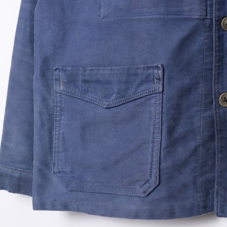 40s France Vintage Paul Passant Blue Moleskin Work Jacket