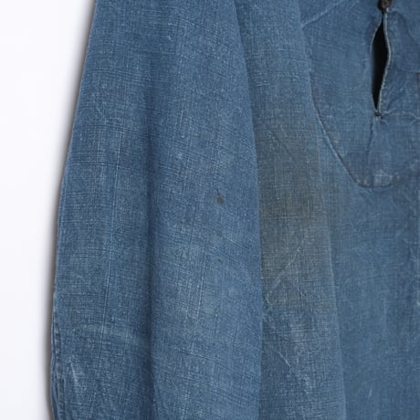 30s Marine Nationales Shawl Collar Indigo Linen Smock