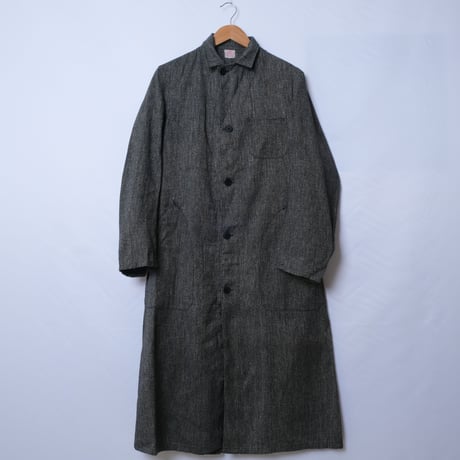 40-50s French Vintage CSC Black Chambray Atelier Coat Size 42 Dead Stock