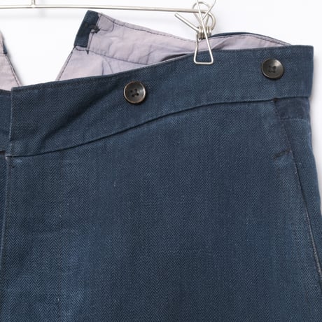 -30s France Vintage Fireman Indigo Linen HBT Trousers