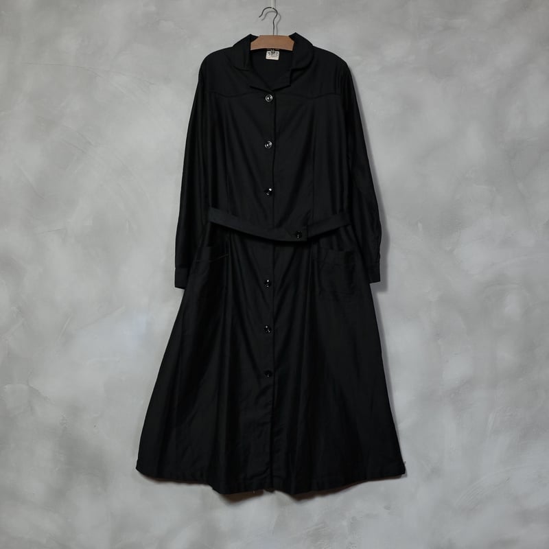 1920-30s Black Light Moleskin Dress | Ugla パンと古着と本