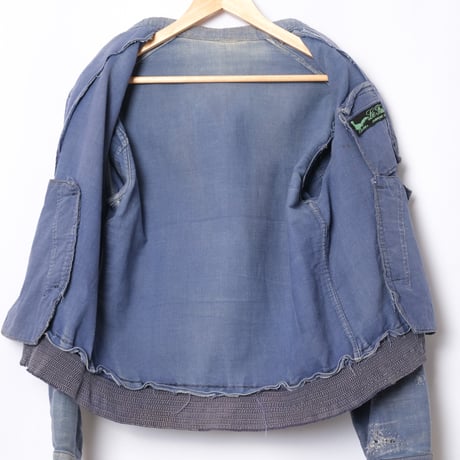 40s France Vintage Le Faisan Blue Mokeskin Cyclist Jacket