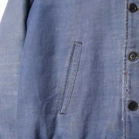 40s France Vintage Le Faisan Blue Mokeskin Cyclist Jacket