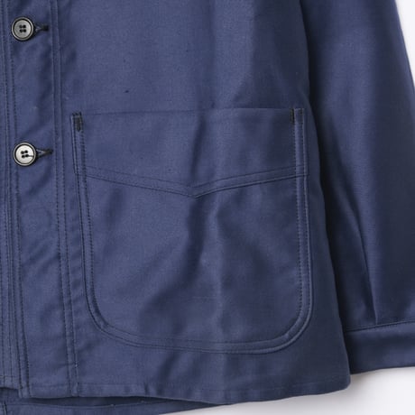 40s France Vintage Adolphe Lafont Blue Moleskin Work Jacket Dead Stock