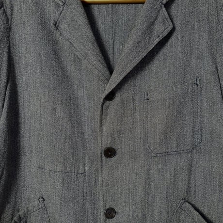 40-50 France Vintage Le Rhin Black Chambray Atelier Coat Shop Coat Size M