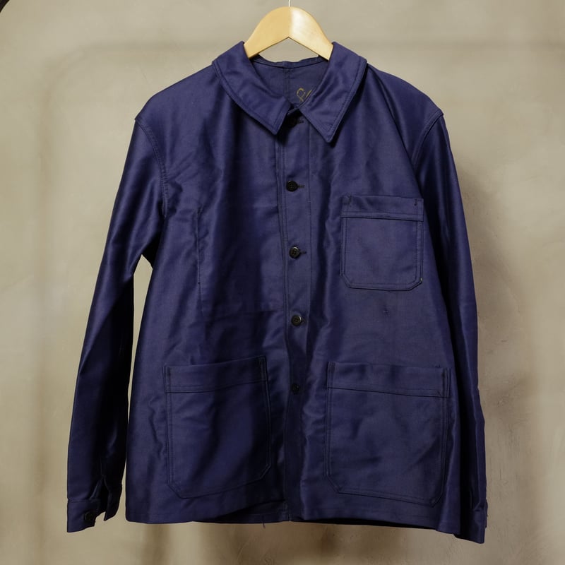 40-50s French Vintage Blue Moleskin Work Jacket 40-50s French Vintage Blue Moleskin Work Jacket