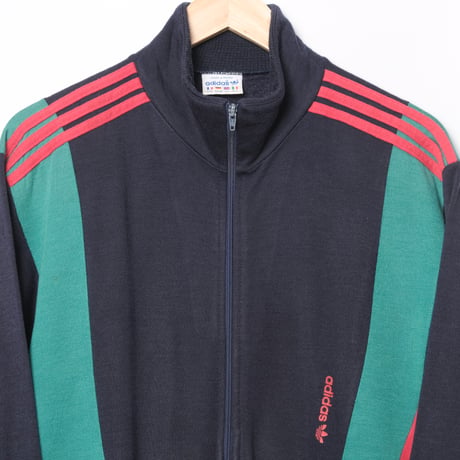 80s Vintage adidas Ventex Knit Track Jacket Navy × Red × Green（Made in France）