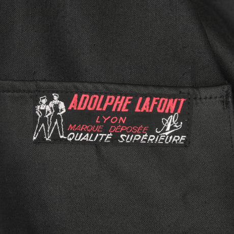 40-50s France Vintage Adolphe Lafont Black Moleskin Work Jacket Dead Stock
