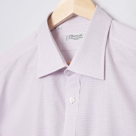 00s- Charvet Checked Cotton shirt Pink（Made in France）