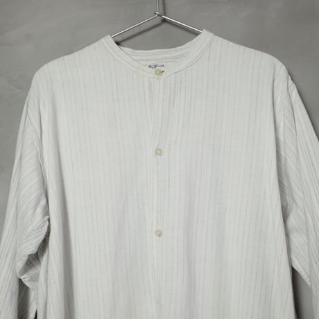 40s French Vintage Granpa Shirts Blue Stripe
