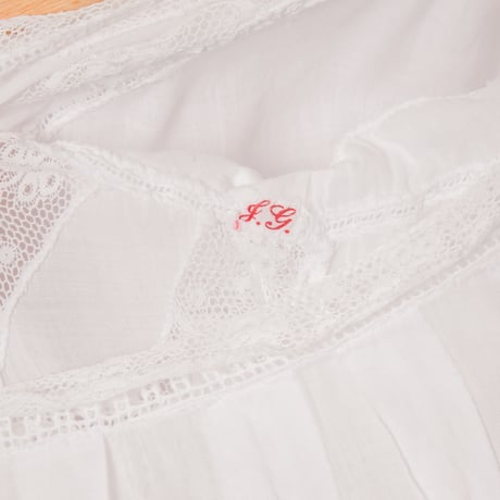 〜1930s French Antique Cotton Lace Short Sleeve Night Dress  2