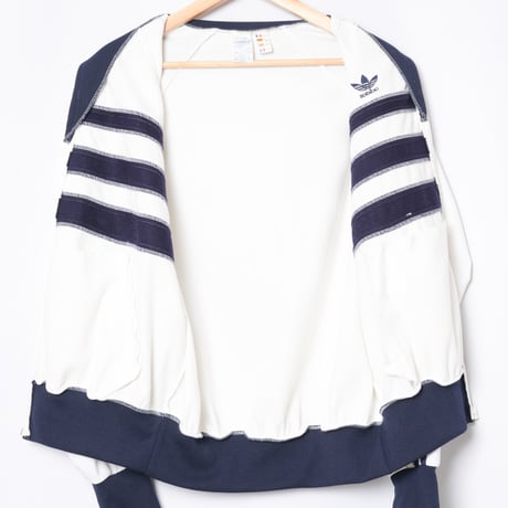 70-80s Vintage adidas Ventex Track Jacket Model First White × Navy (Made in France)