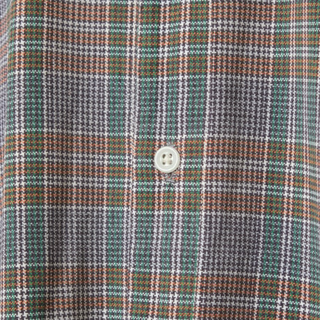 40-50s French Vintage Cotton  Granpa Check Shirts Green×Orange 2