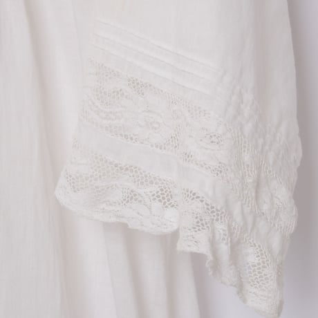 〜1930s French Antique Cotton Lace Short Sleeve Night Dress  1